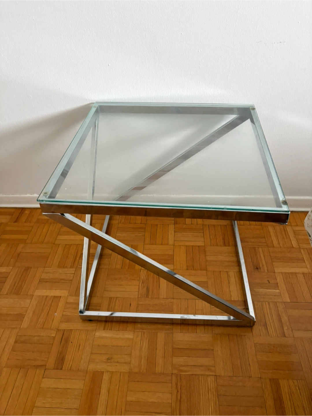 Glass and Chrome End Table - photo 2
