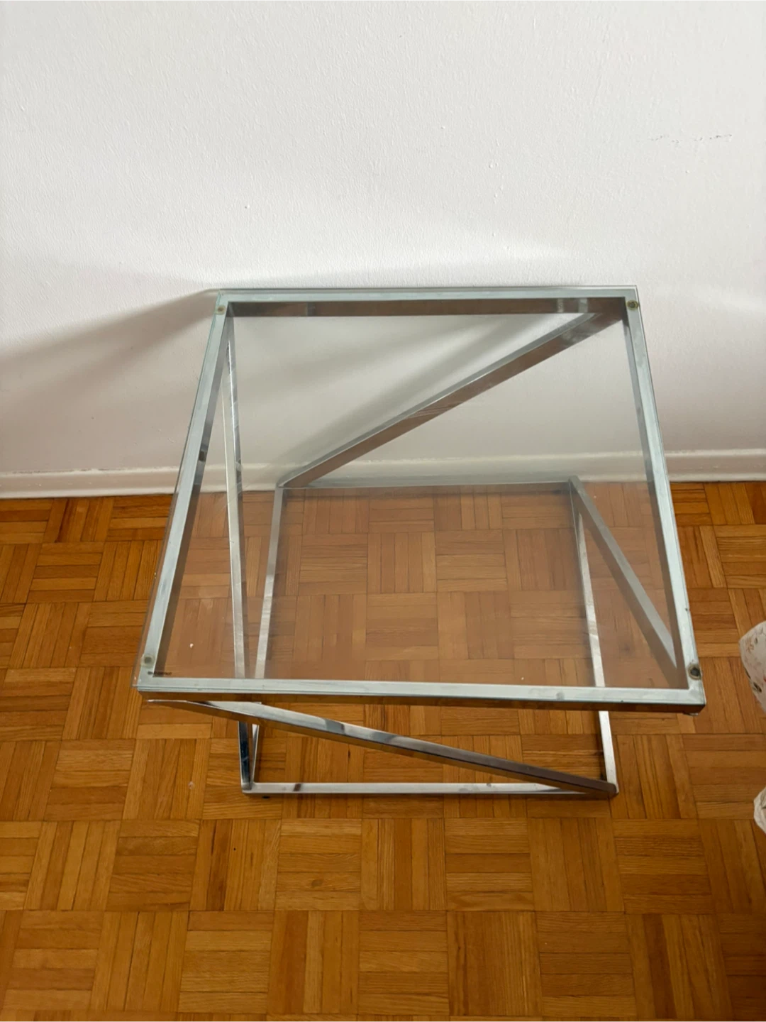Glass and Chrome End Table