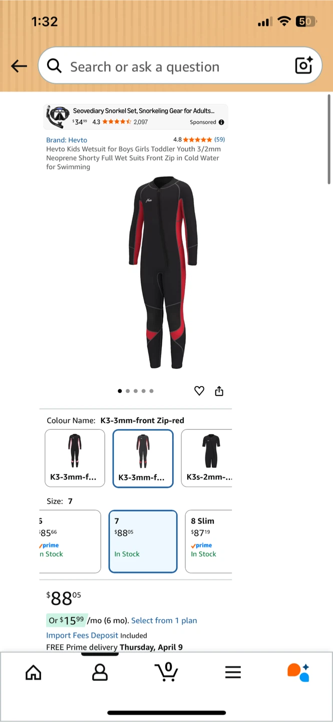 NEW! Hevto Full Wetsuit Size 7