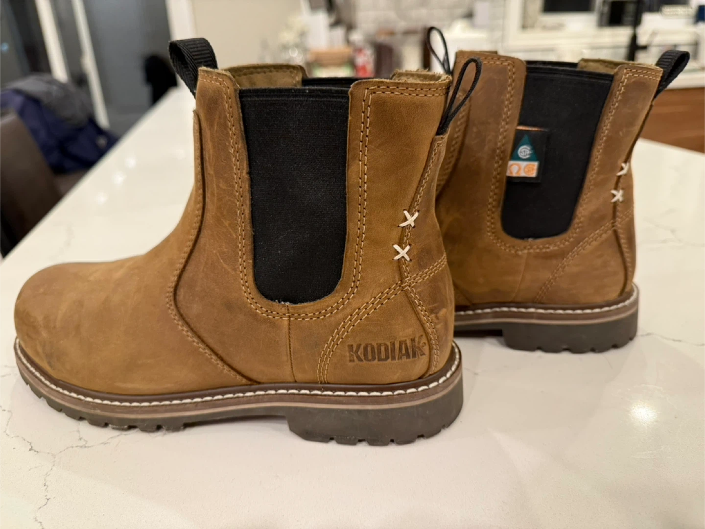 Kodiak Brown Leather Chelsea Work Boots - Size 6.5 US
