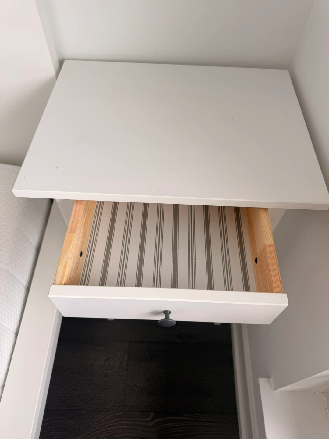 White Nightstand with Drawer and Shelf - photo 3
