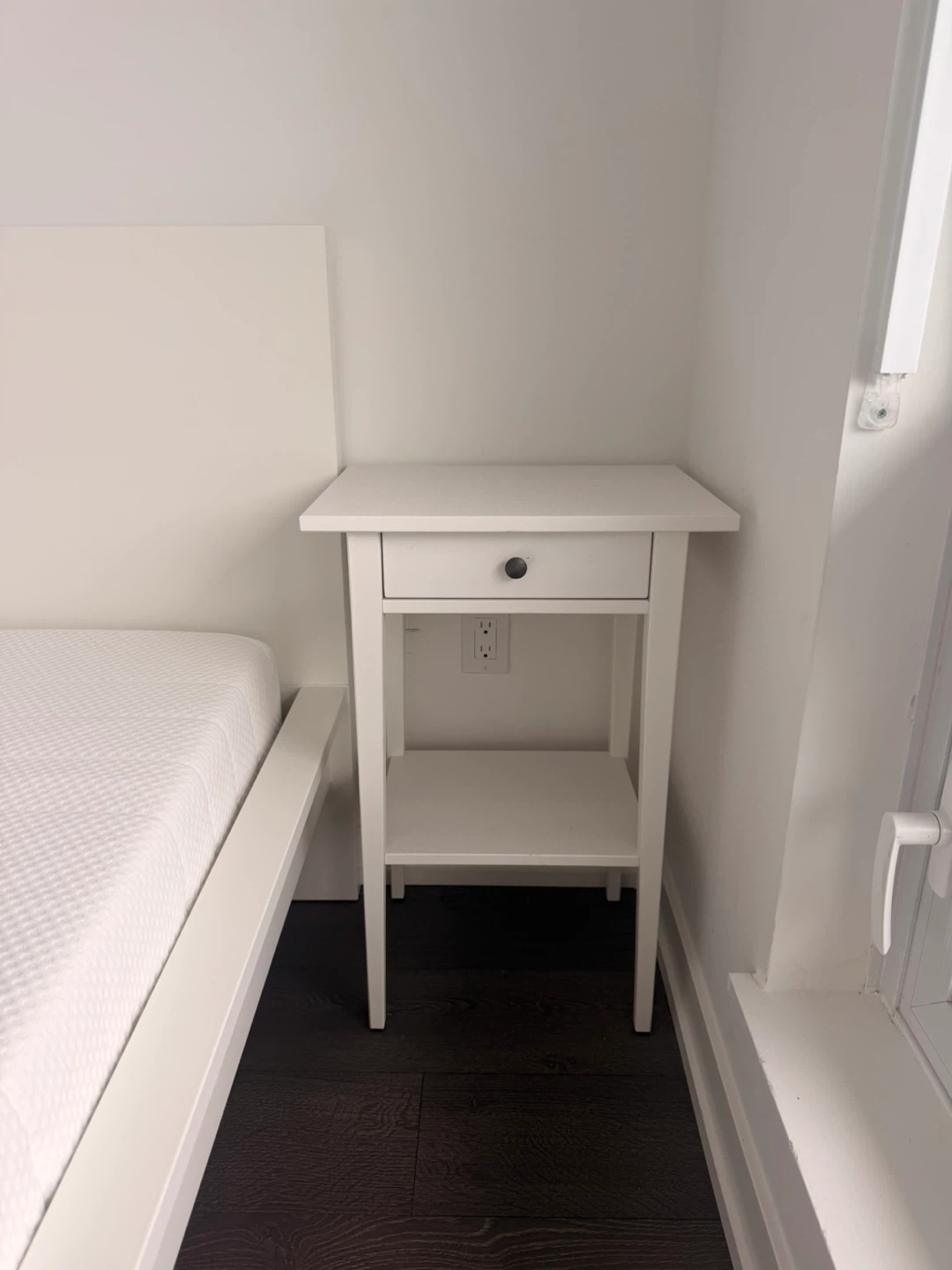 White Nightstand with Drawer and Shelf - photo 2