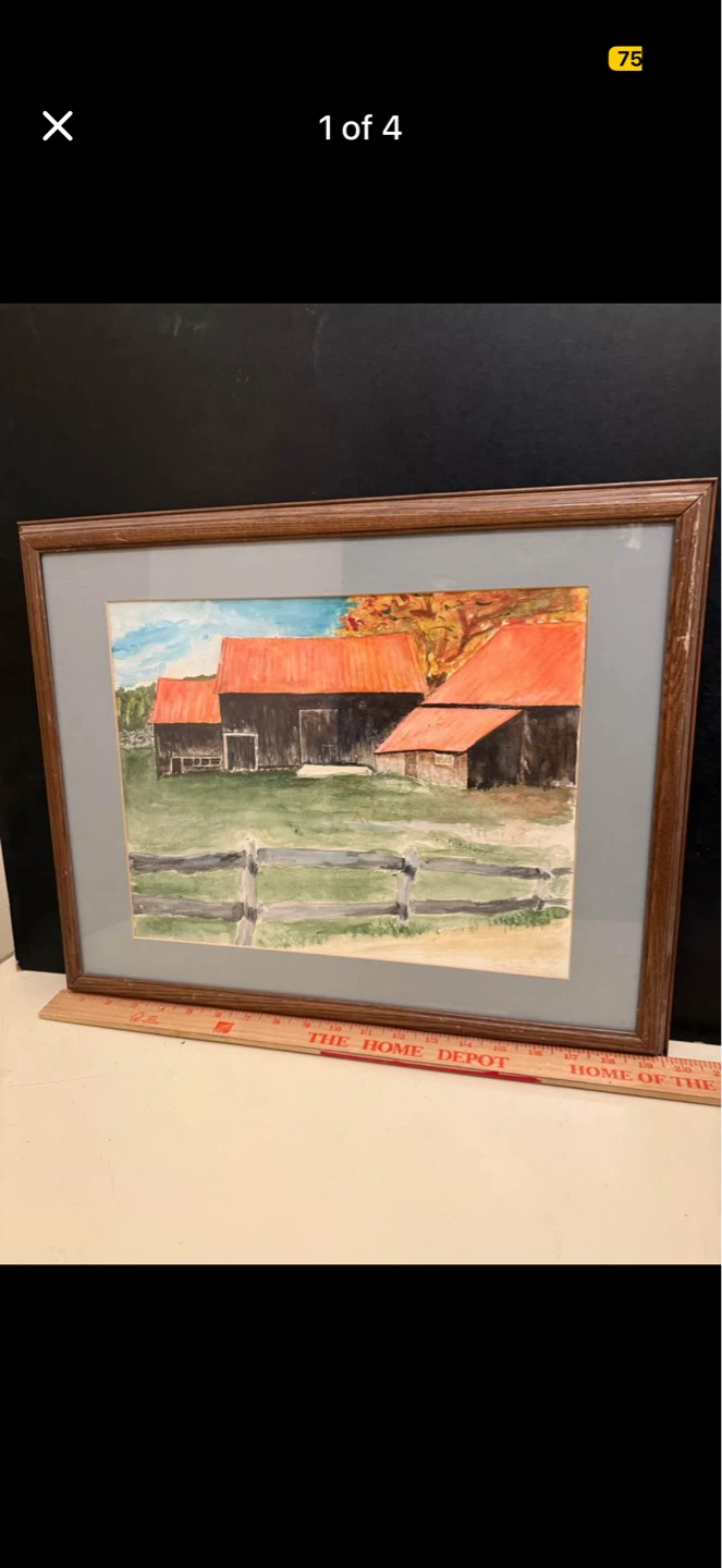 Watercolor barn painting