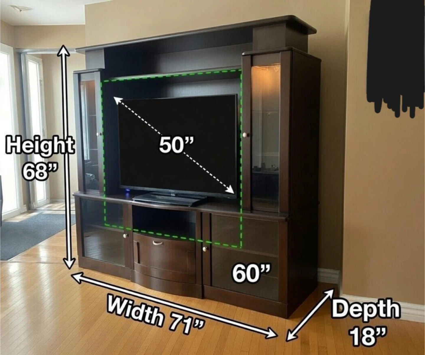 Dark Brown Entertainment Unit - 71" W x 68" H x 18" D
