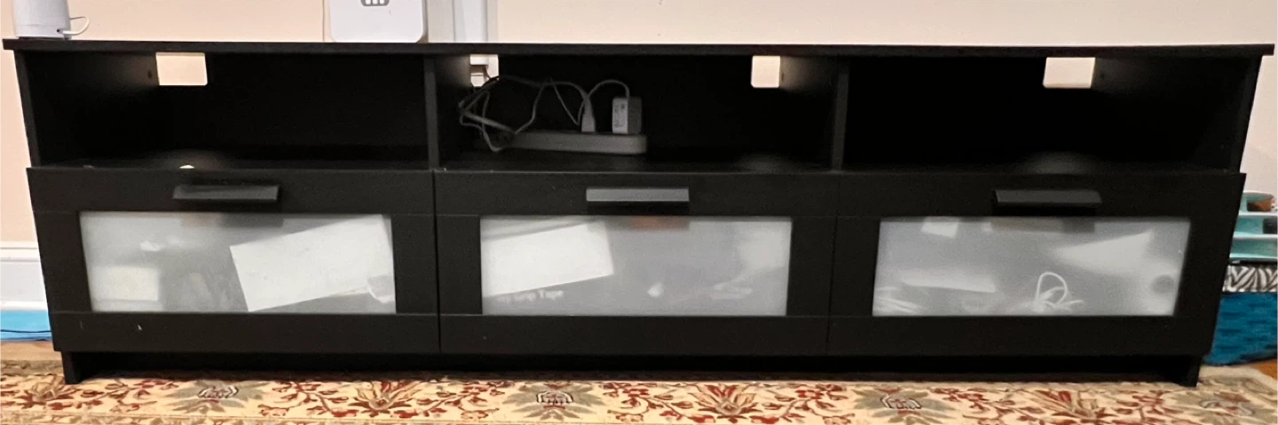 Black Entertainment Center with Frosted Glass Doors