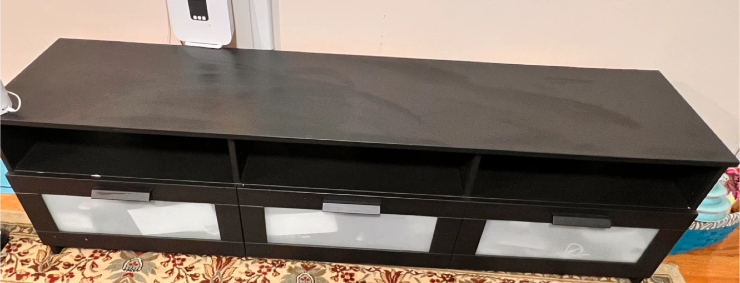 Black Entertainment Center with Frosted Glass Doors - photo 2