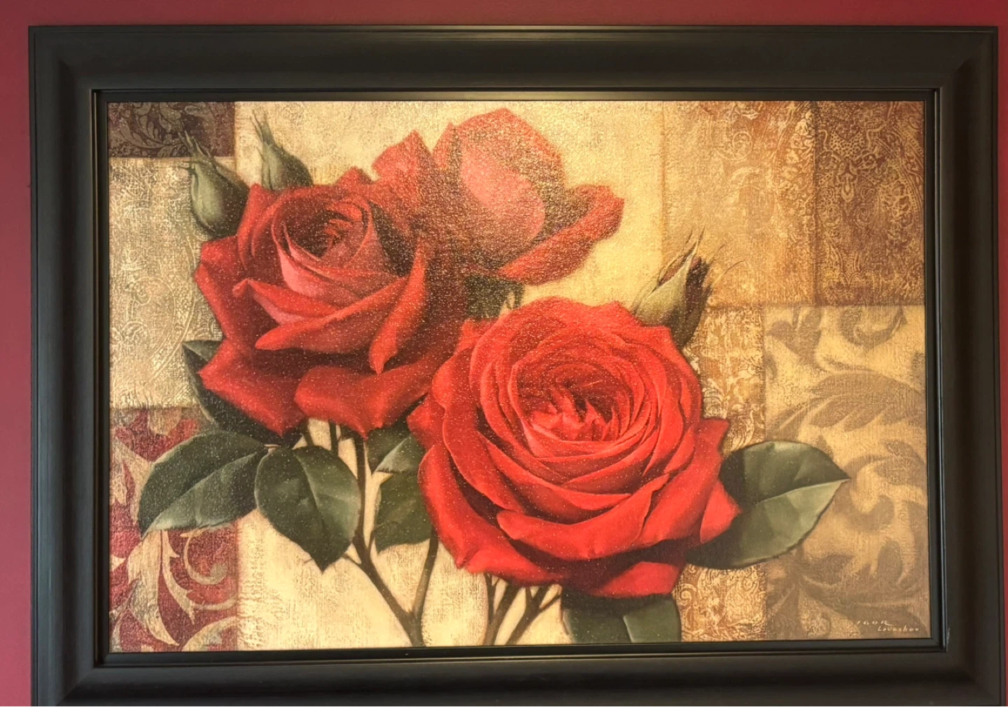 Framed Red Rose Artwork