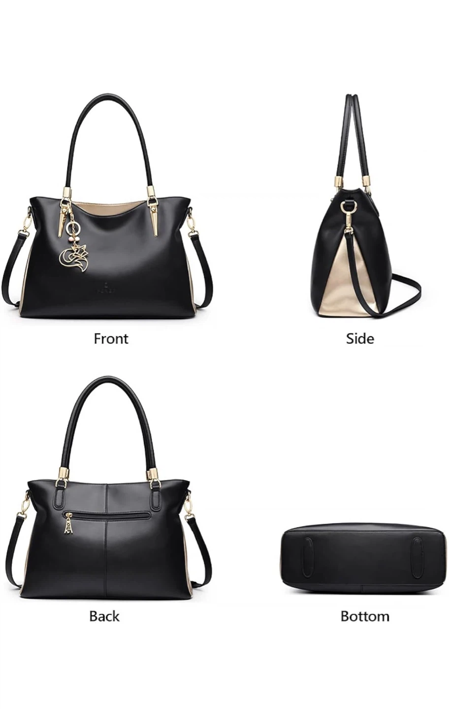 Black Tote Handbag with Charm - photo 5