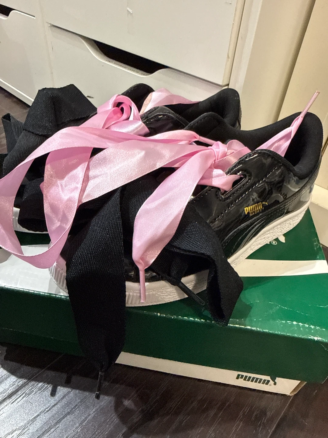 Puma Basket Heart Sneakers - Black Patent