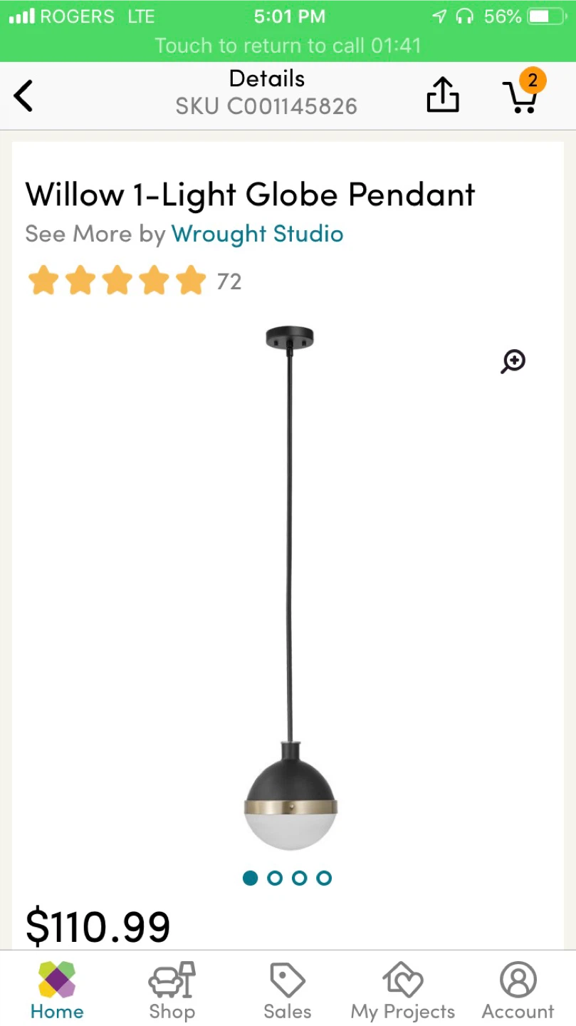 *brand new* Modern Globe Electric Bari Pendant Light - photo 3