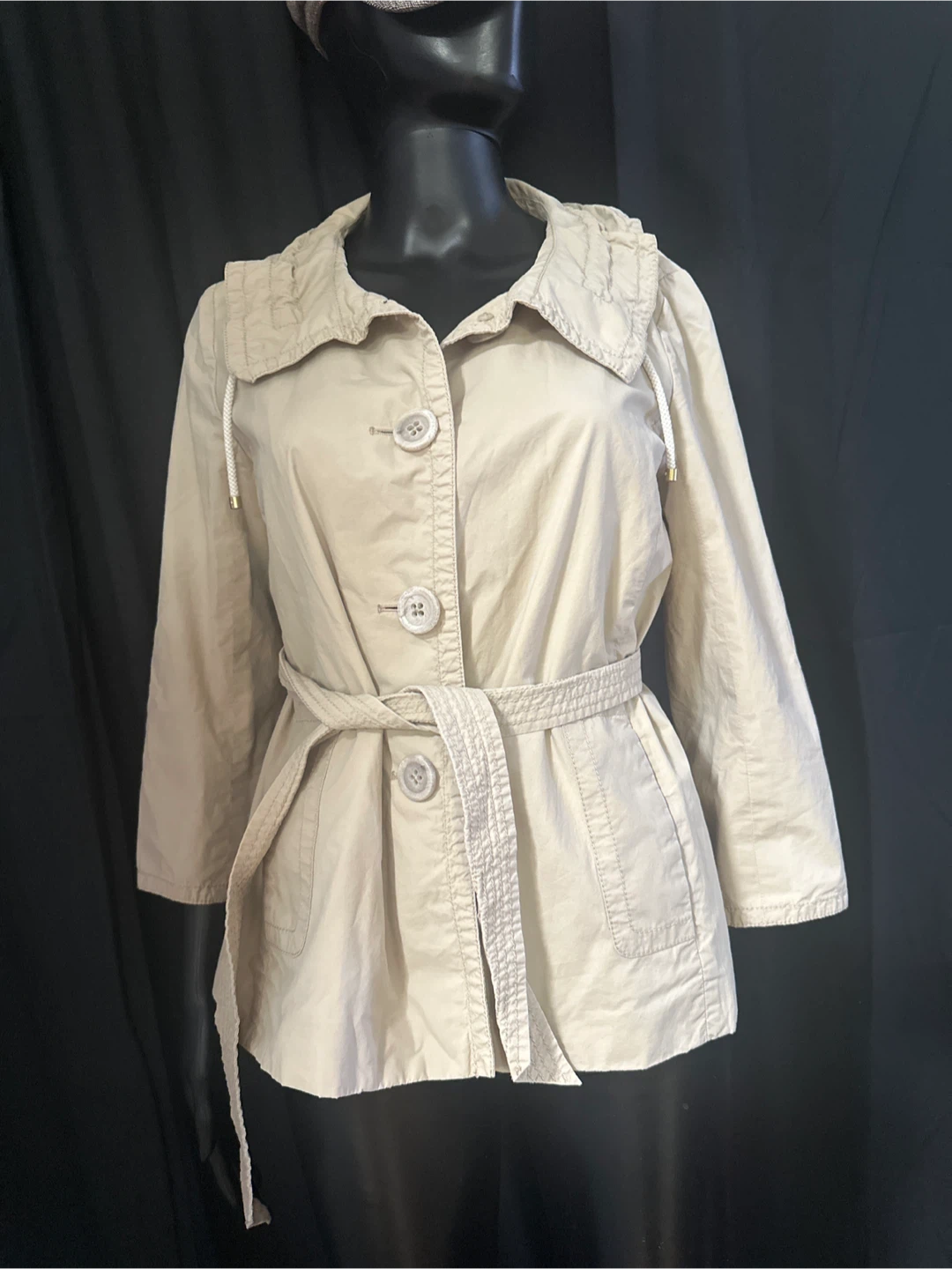 Women's Beige Trench Coat with Belt - photo 2
