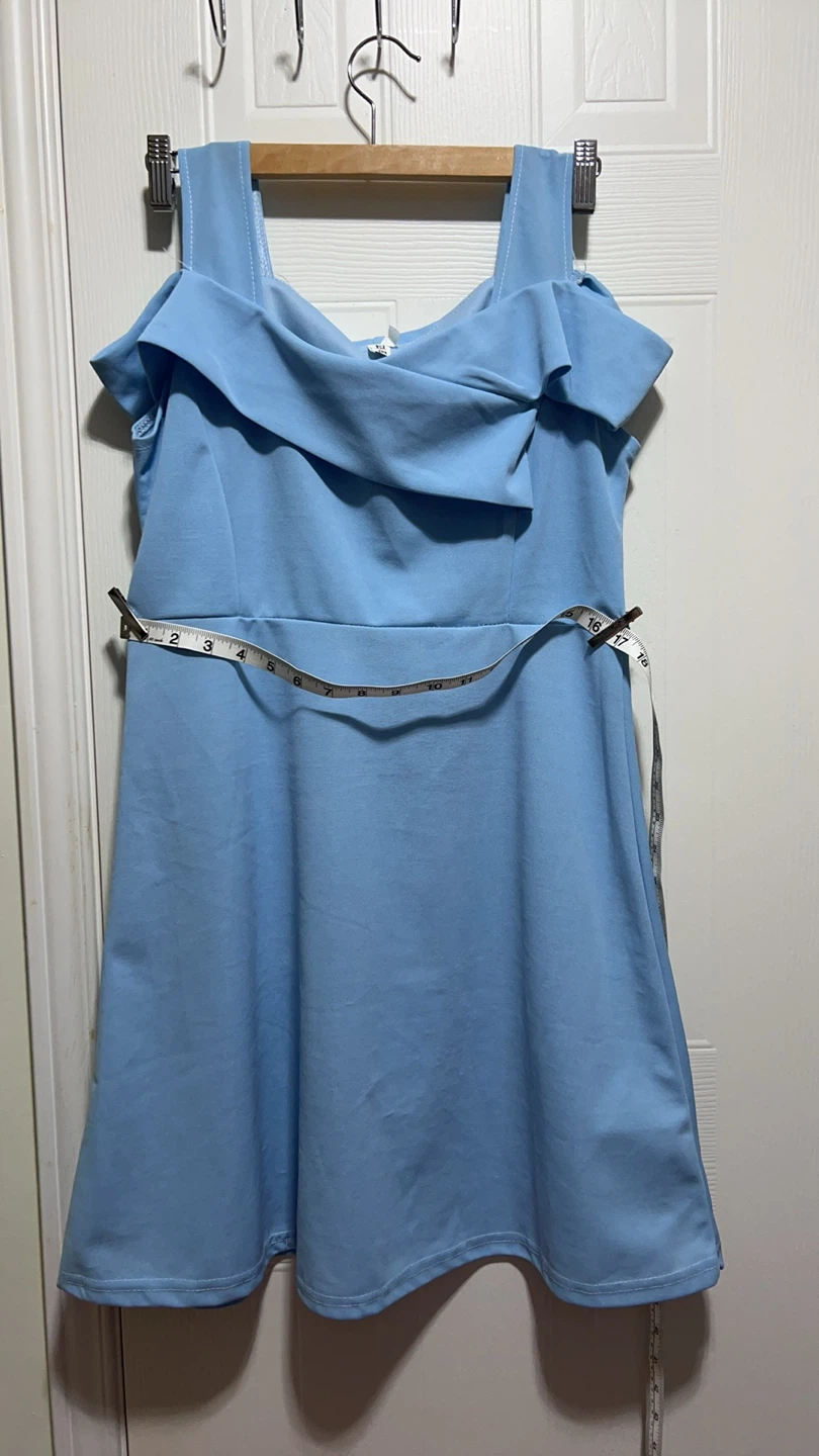 Light Blue Cold Shoulder Ruffle Dress