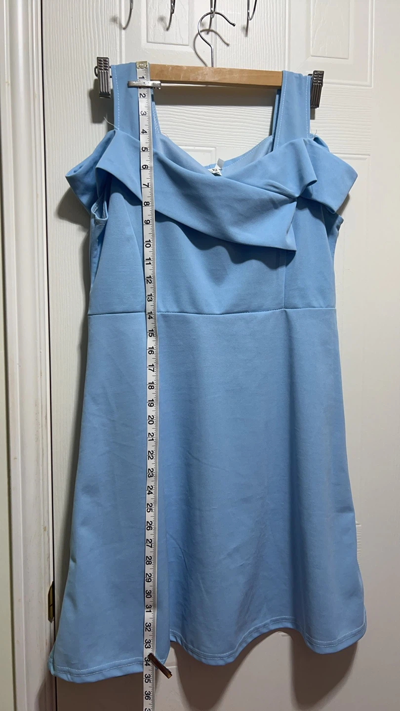 Light Blue Cold Shoulder Ruffle Dress - photo 2
