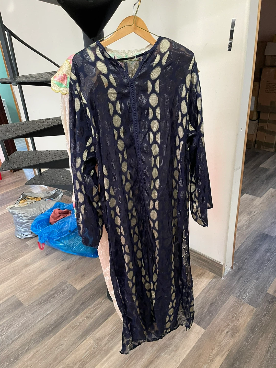Women's Navy and Gold Kaftan