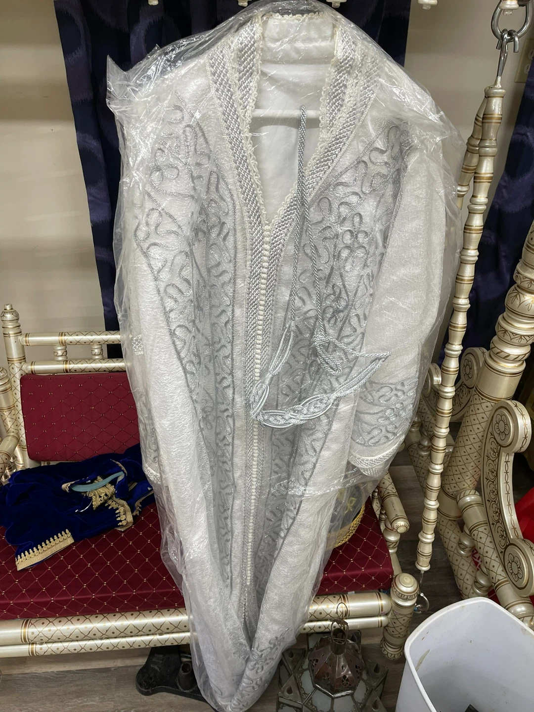 White Thobe with Silver Embroidery