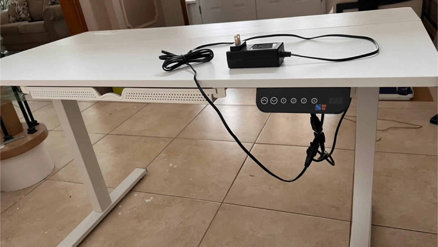 White Standing Desk with Power Adapter - photo 2