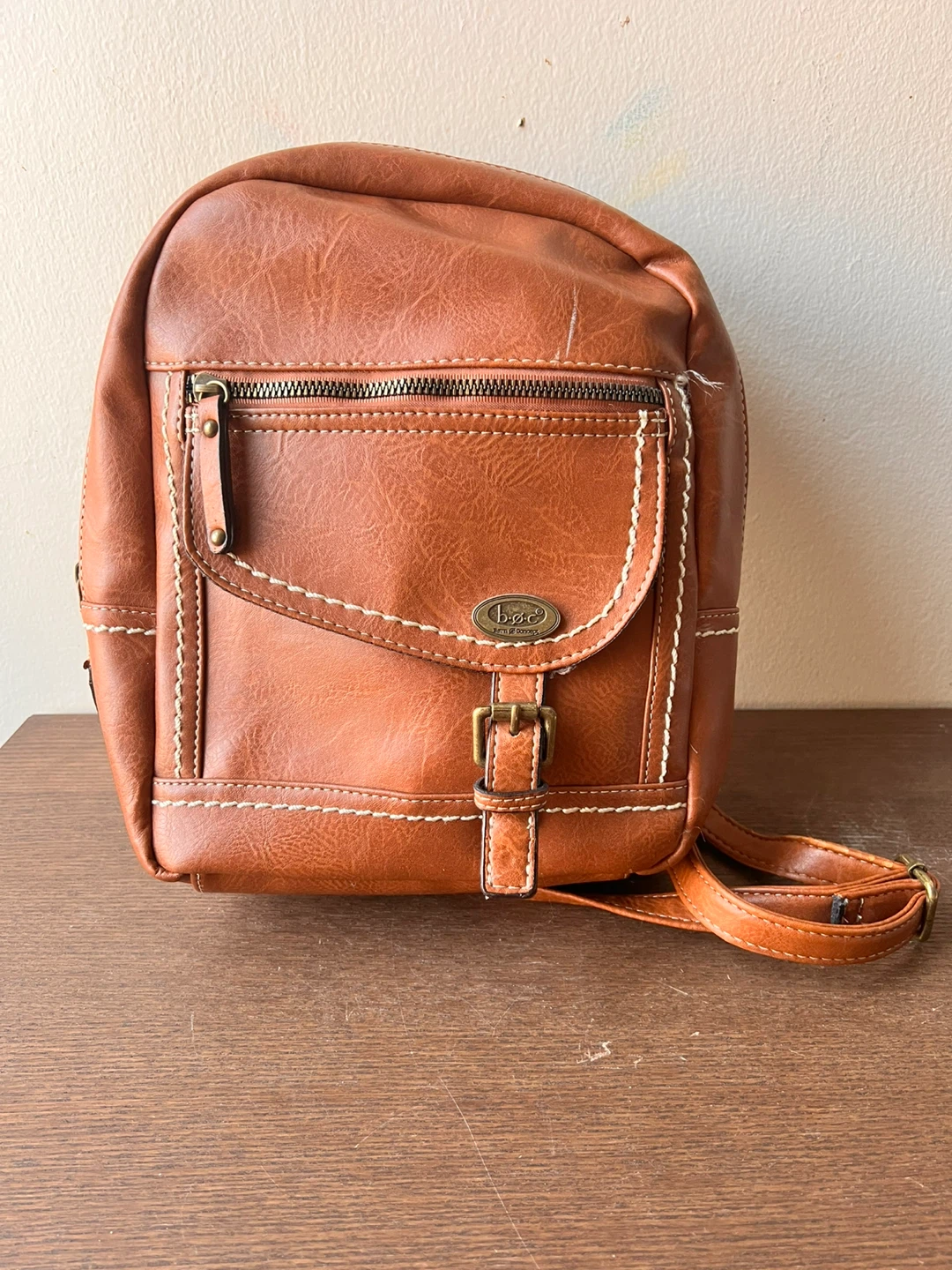 B.O.C. Brown Faux Leather Backpack