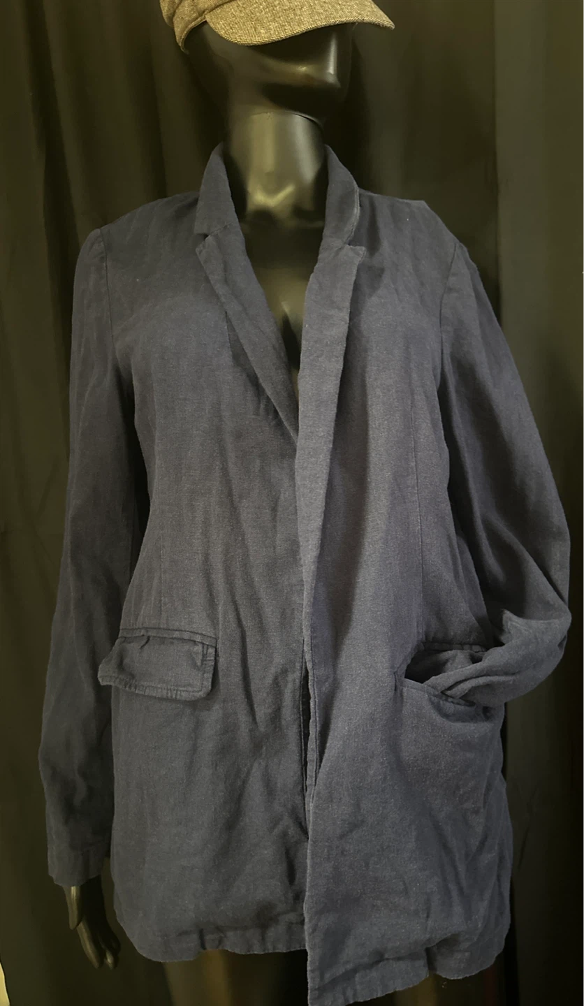 Dark Navy Linen Blazer Jacket