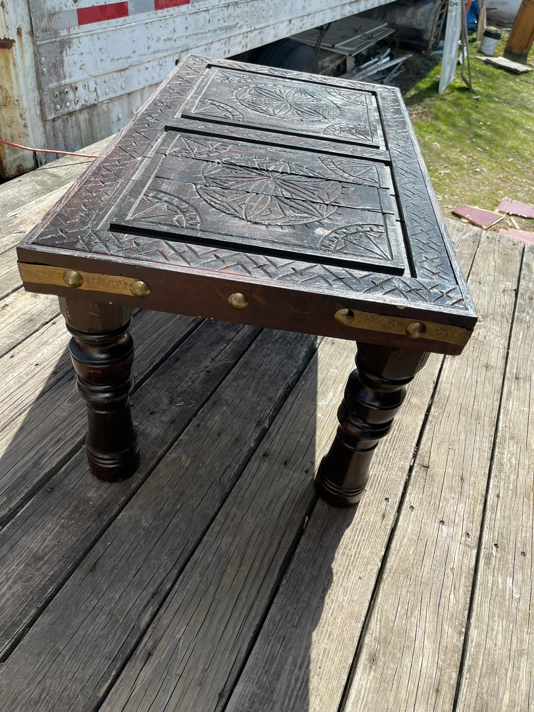Wooden Coffee Table with Ornate Carvings - photo 2