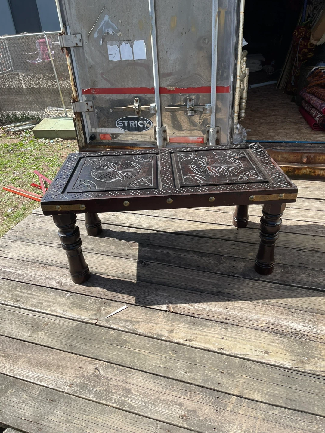 Wooden Coffee Table with Ornate Carvings - photo 3