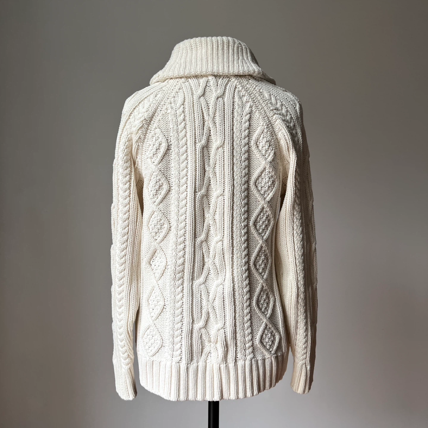 Organic Cotton Cable Knit Cardigan Sweater - Small - photo 3