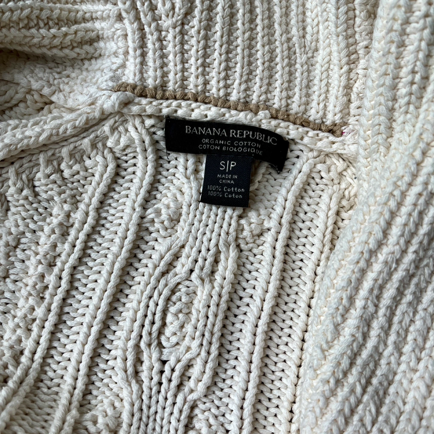Organic Cotton Cable Knit Cardigan Sweater - Small - photo 5