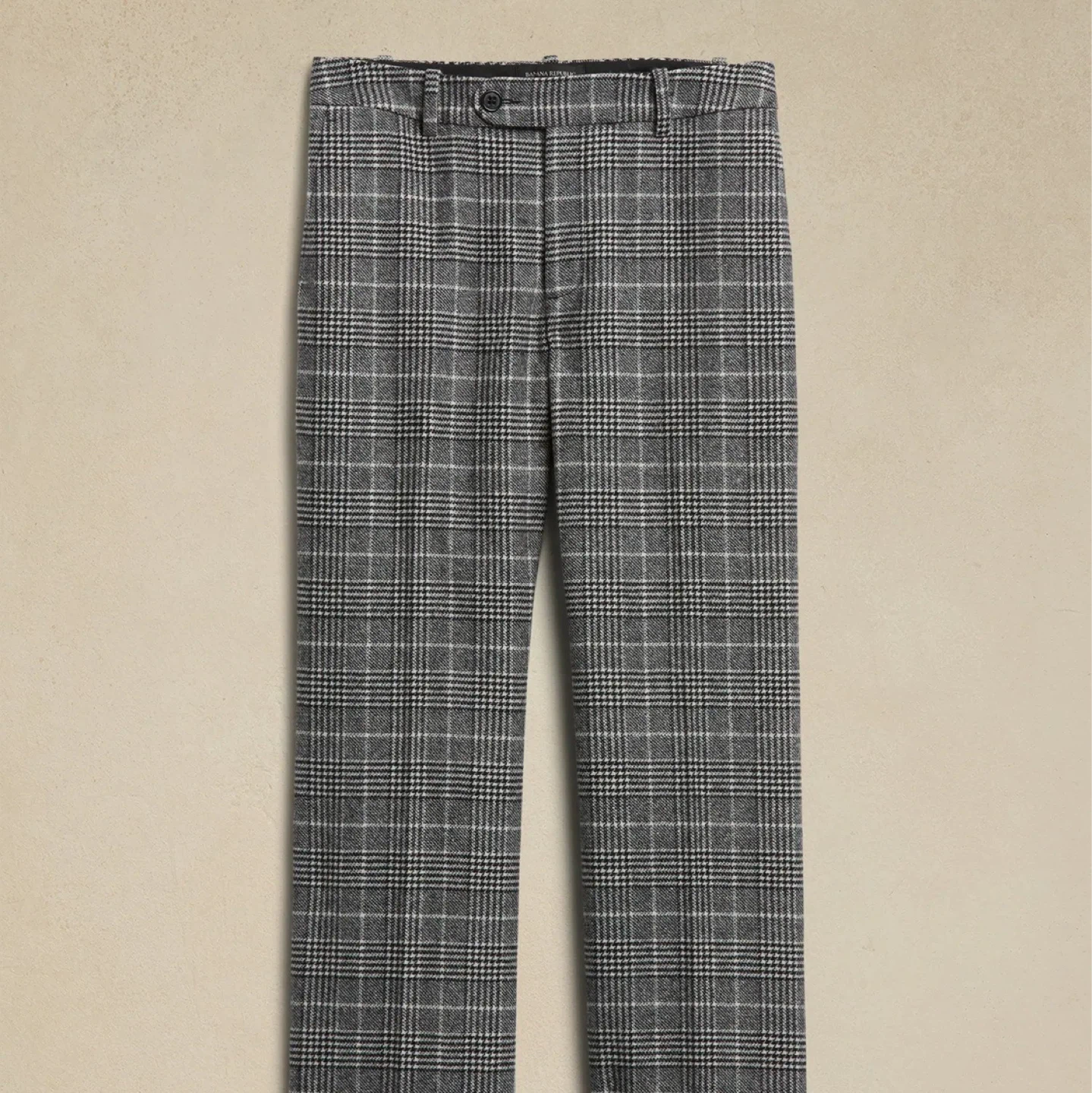 Grey Plaid Wool Pants