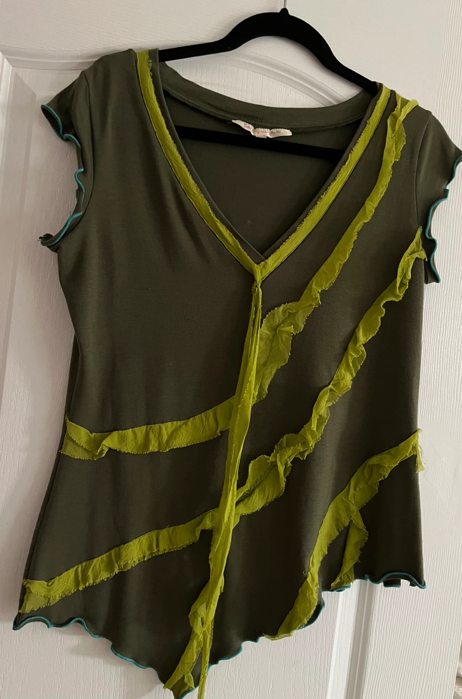 Y2K Bellydance Oasis Olive Green Embellished Top