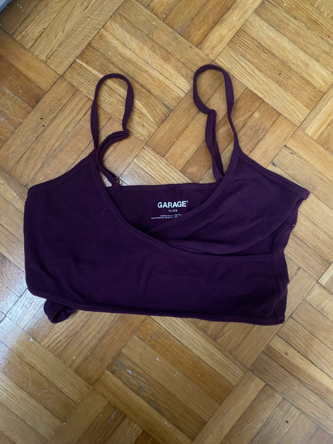 Garage Purple Ribbed Wrap Crop Top - Size XS
