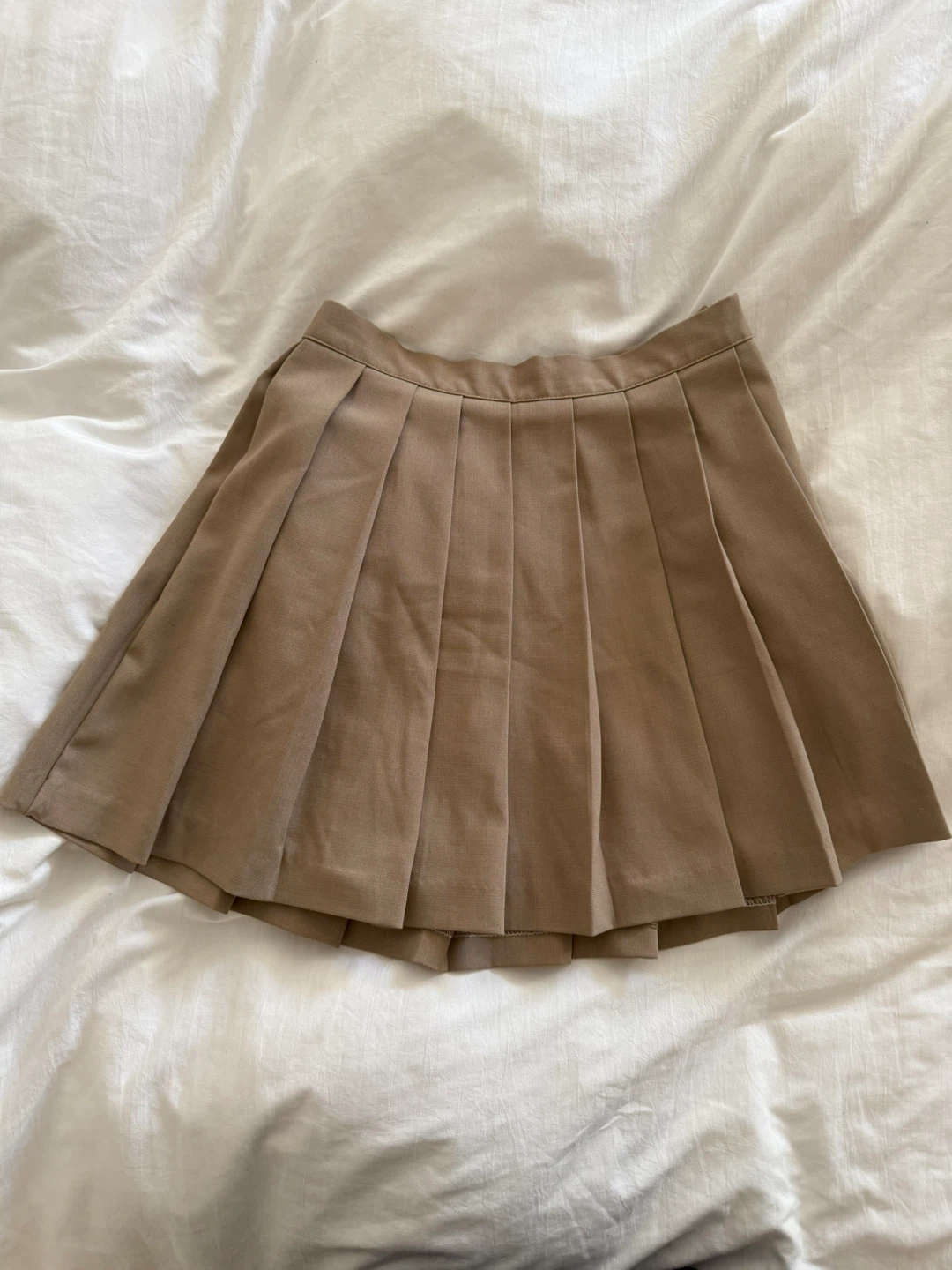 Pleated Mini Skirt - Tan S - photo 2