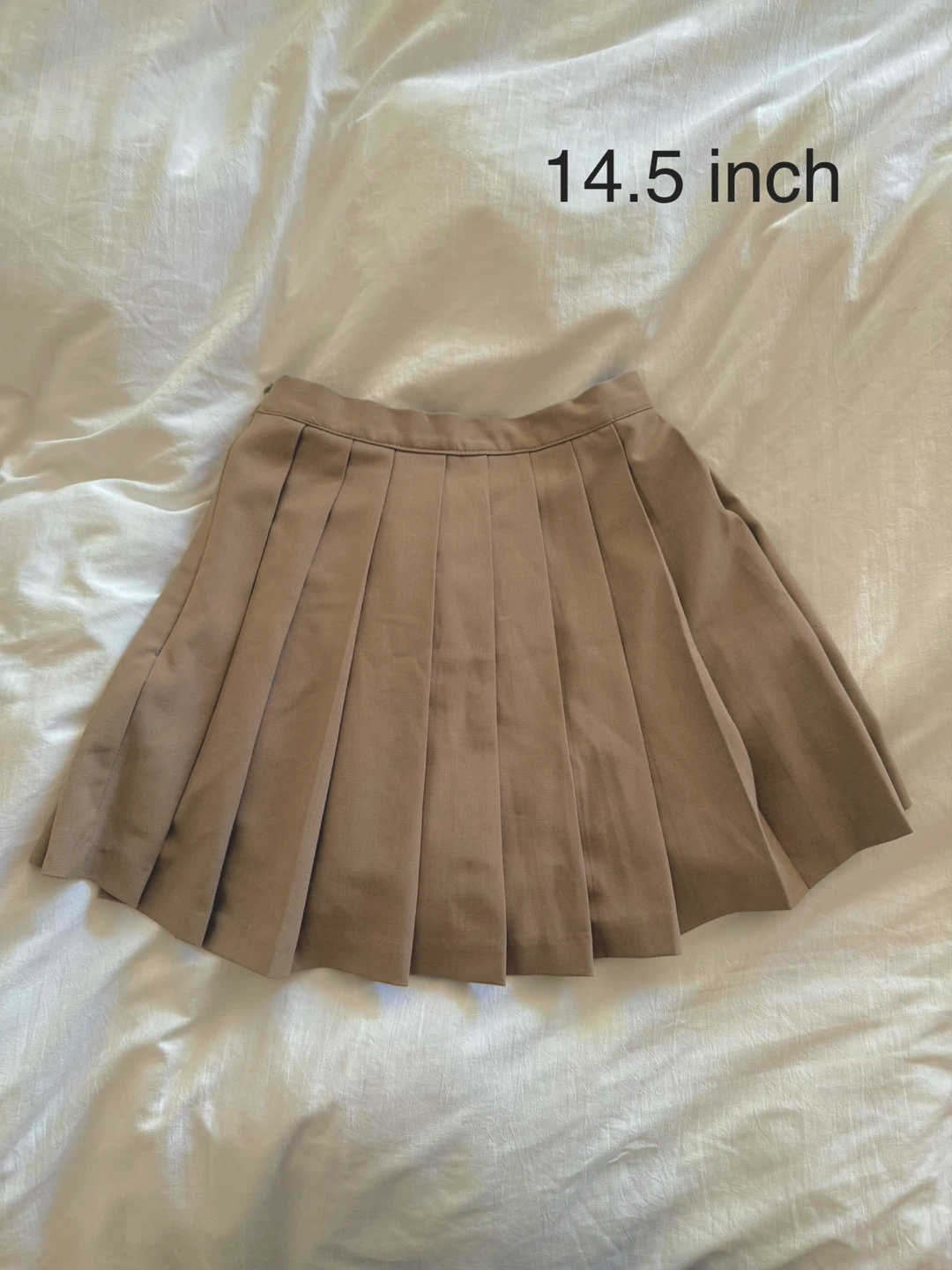 Pleated Mini Skirt - Tan S
