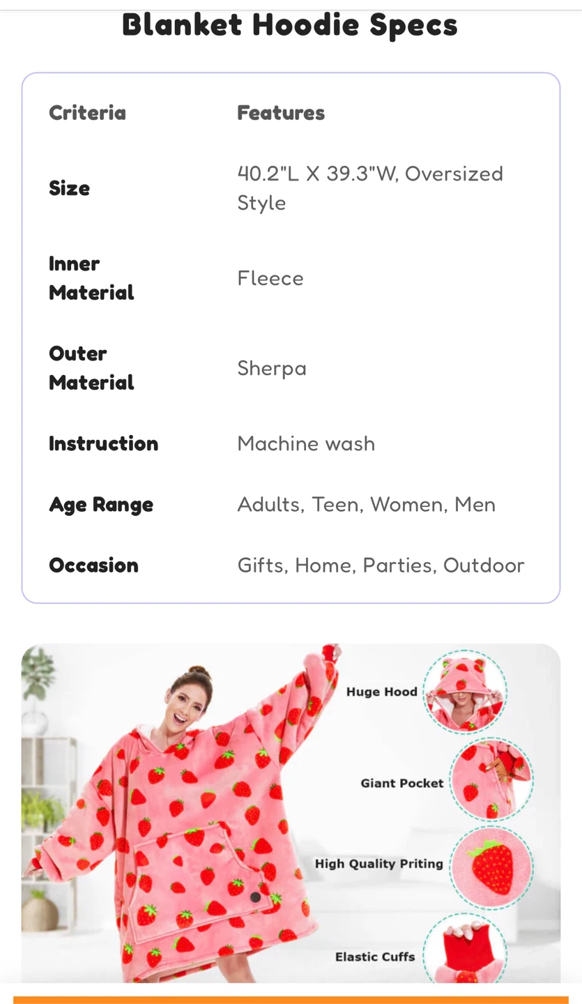 Three Poodle Strawberry Blanket Hoodie - photo 4