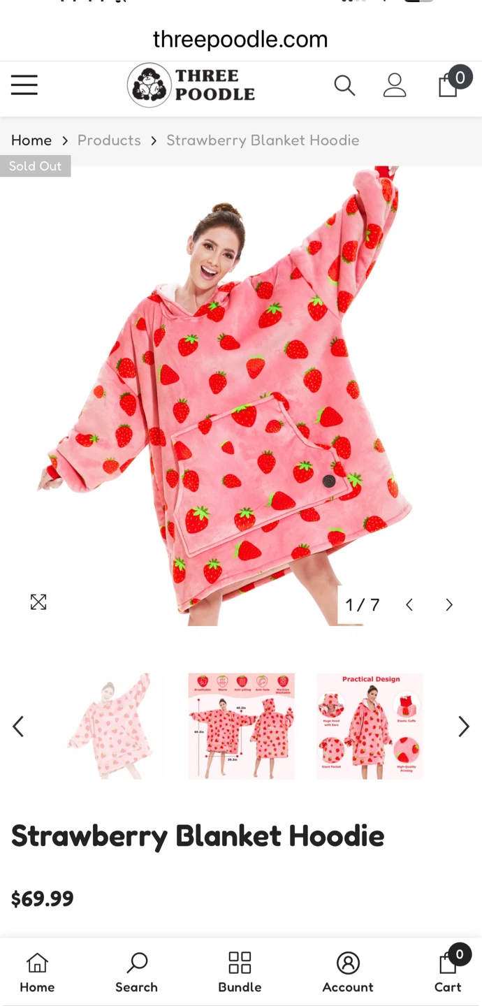 Three Poodle Strawberry Blanket Hoodie - photo 3
