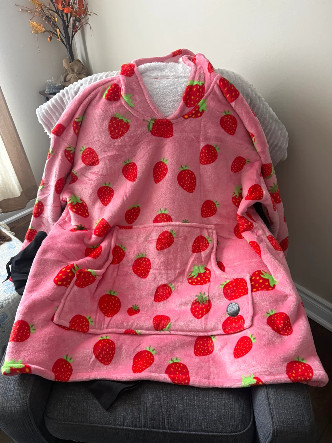 Three Poodle Strawberry Blanket Hoodie