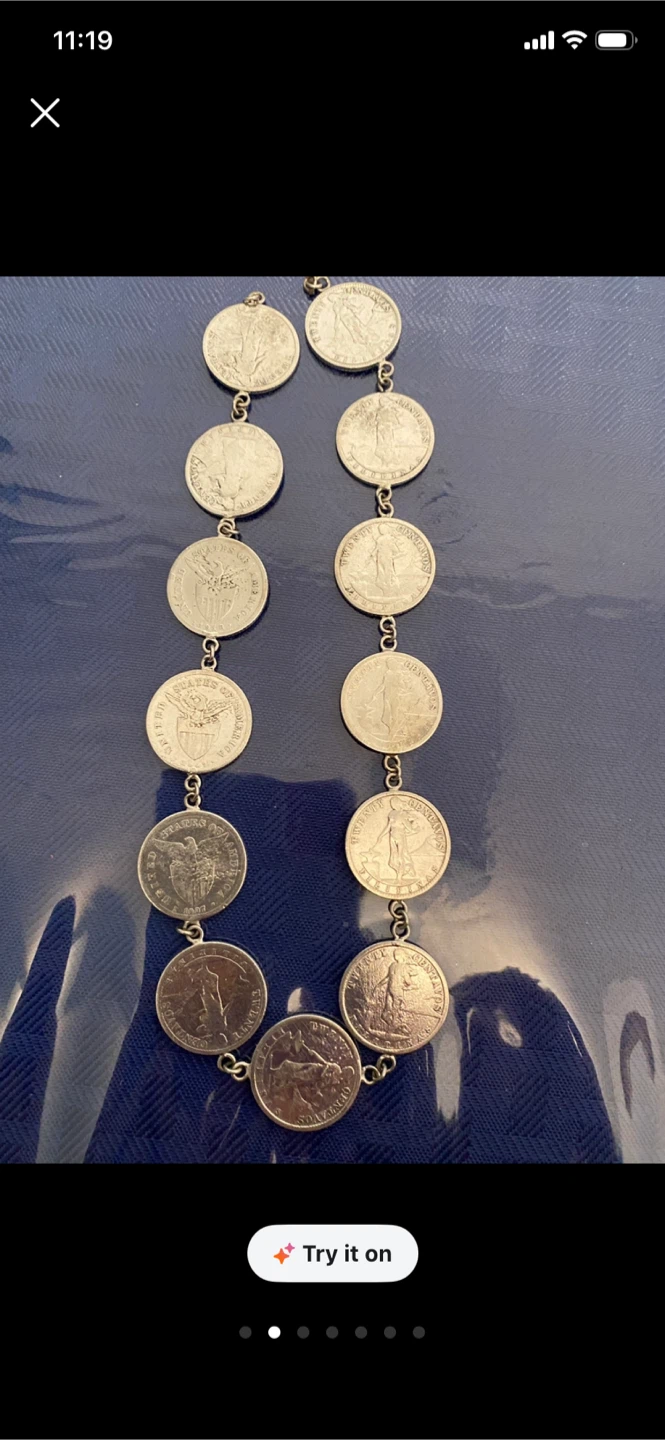 Silver Coin Necklace Coins same size as a nickel