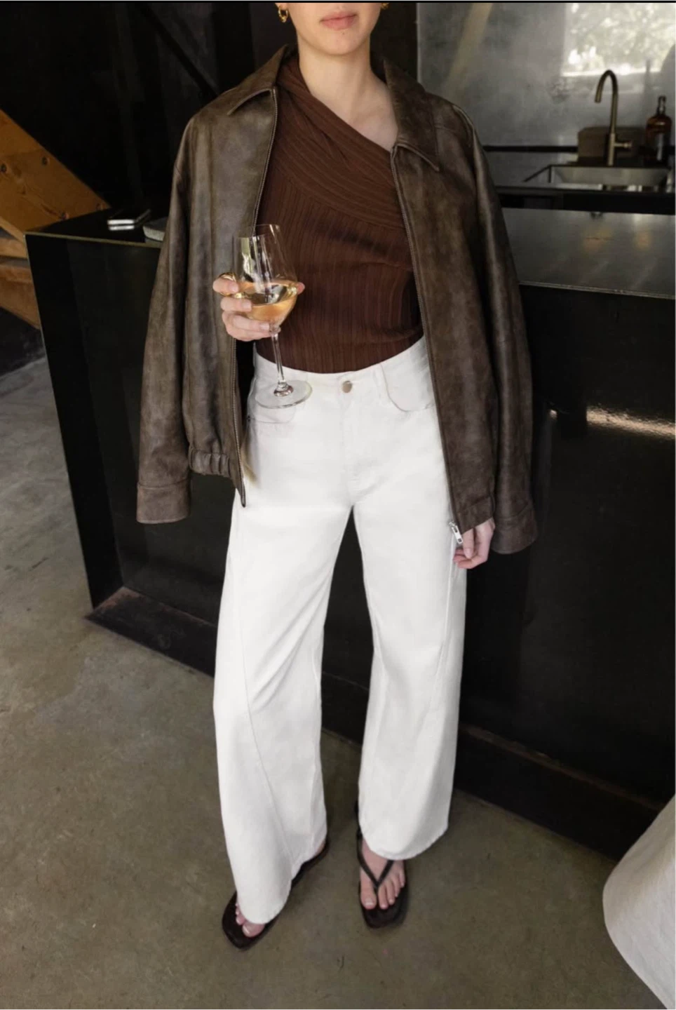 Oak and Fort White Wide Leg Jeans
