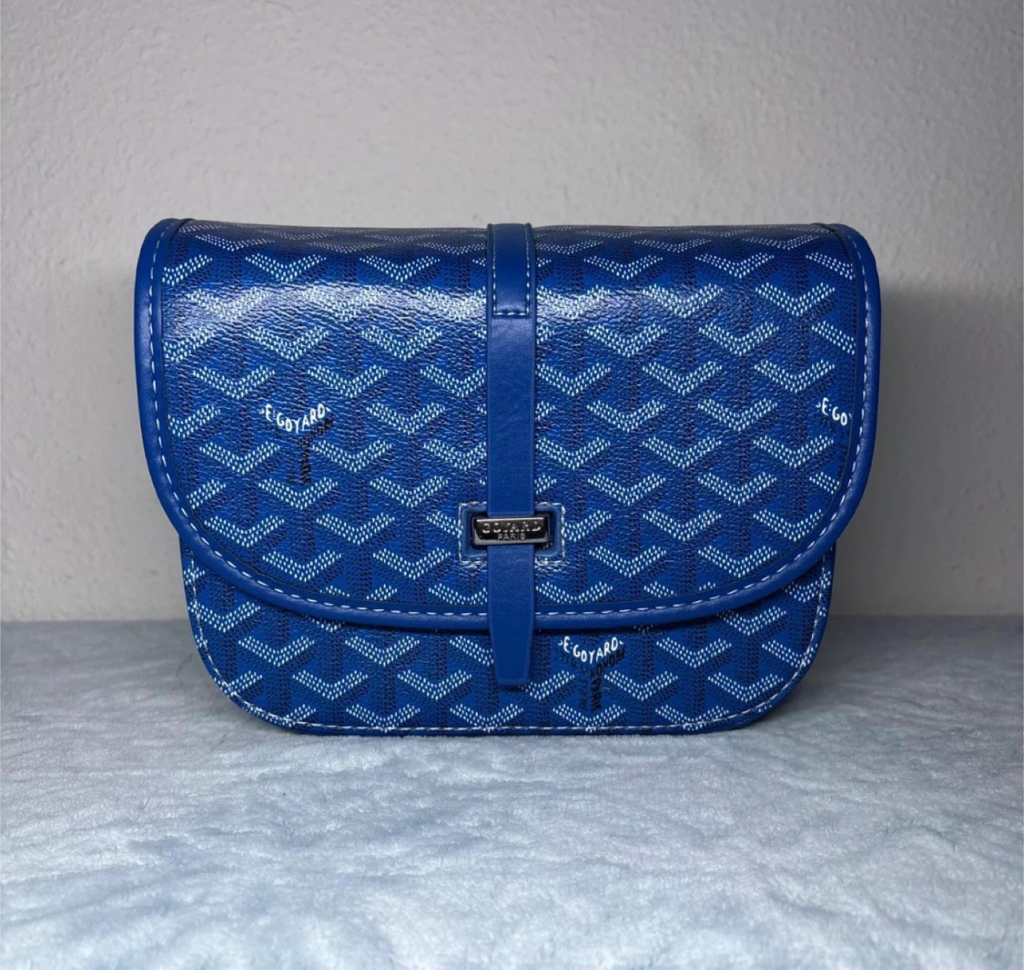 Goyard Blue Chevron Clutch Bag