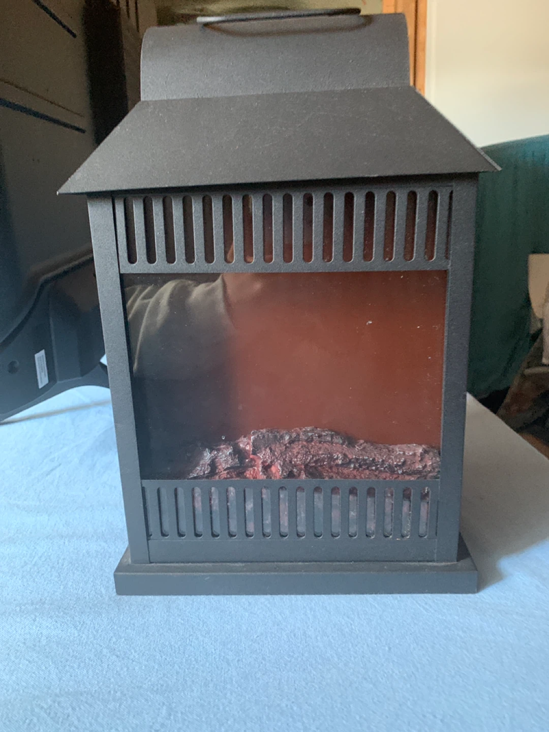 Black Decorative Electric Fireplace Lantern