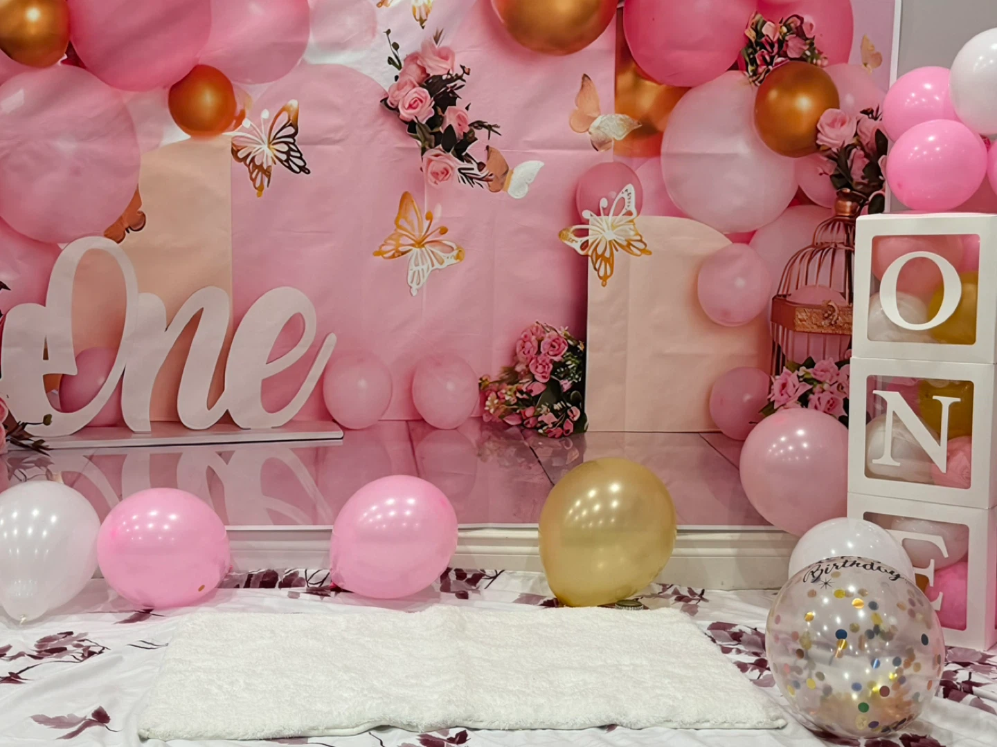 Pink Butterfly Birthday Party Decor Set