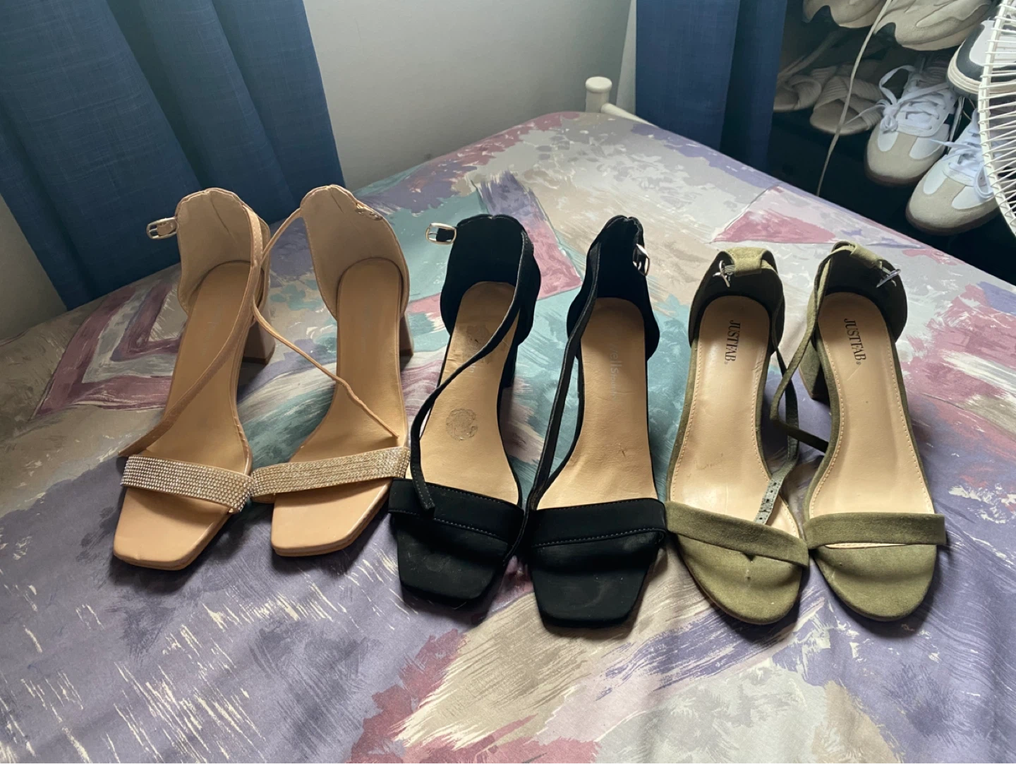 Women's Block Heel Sandals - Nude, Black, Olive