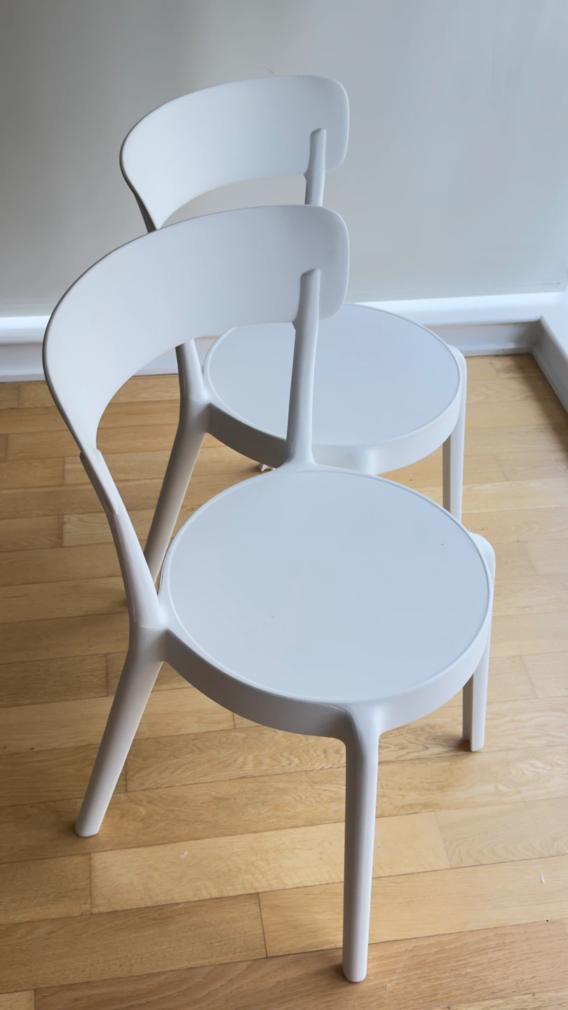 White Plastic Dining Chairs (Set of 2)