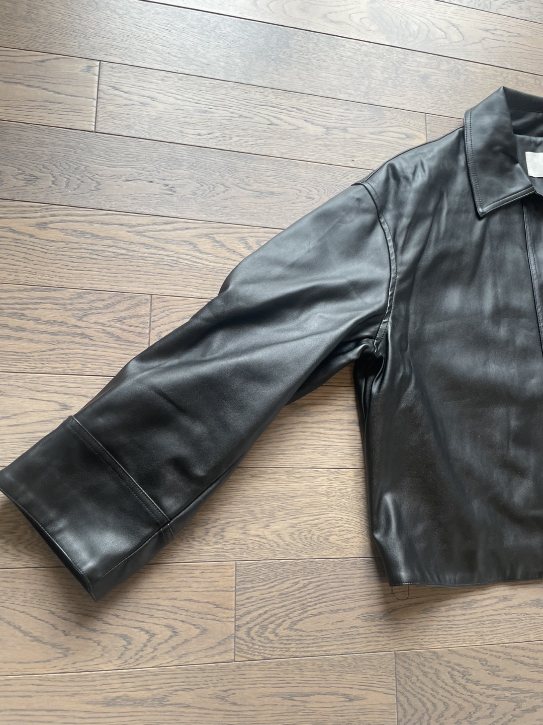 Oak + Fort Black Faux Leather Shirt Jacket - photo 4