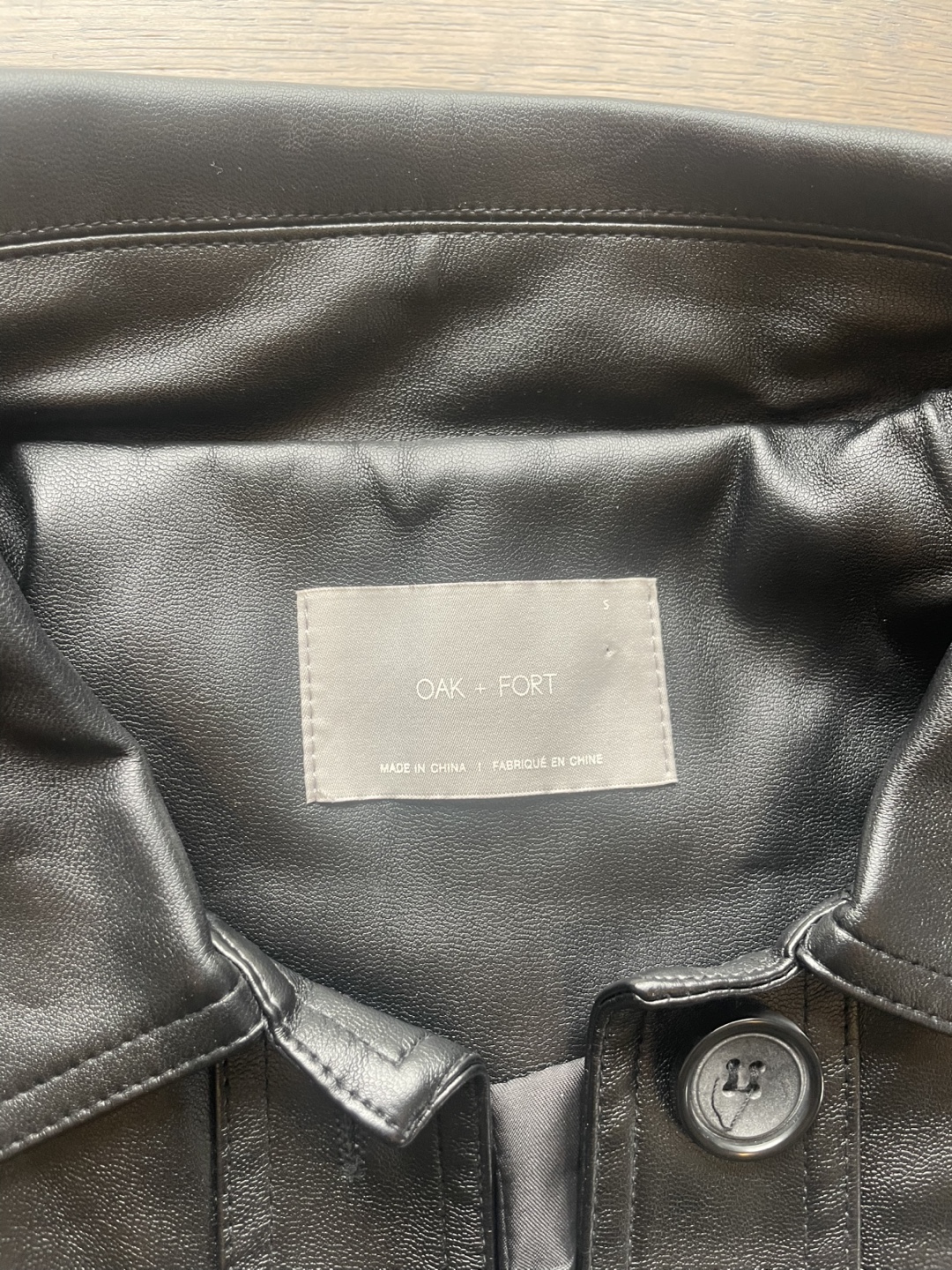 Oak + Fort Black Faux Leather Shirt Jacket - photo 2