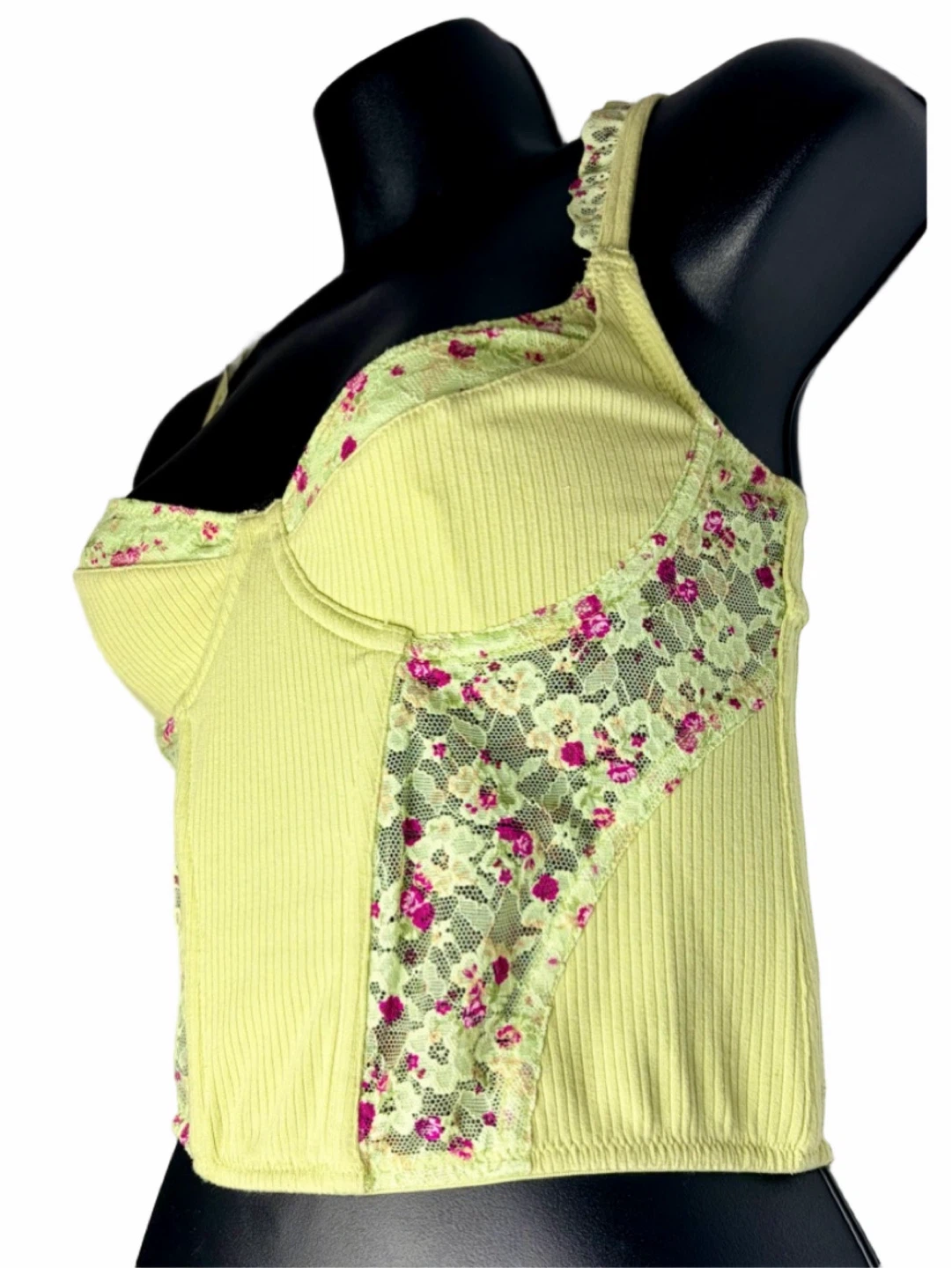 URBAN OUTFITTERS OUT FROM UNDER Love Bug Green Lace Corset Top - photo 3
