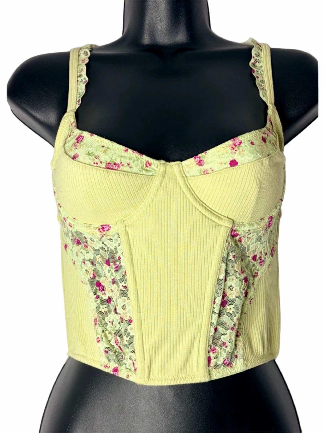 URBAN OUTFITTERS OUT FROM UNDER Love Bug Green Lace Corset Top - photo 4