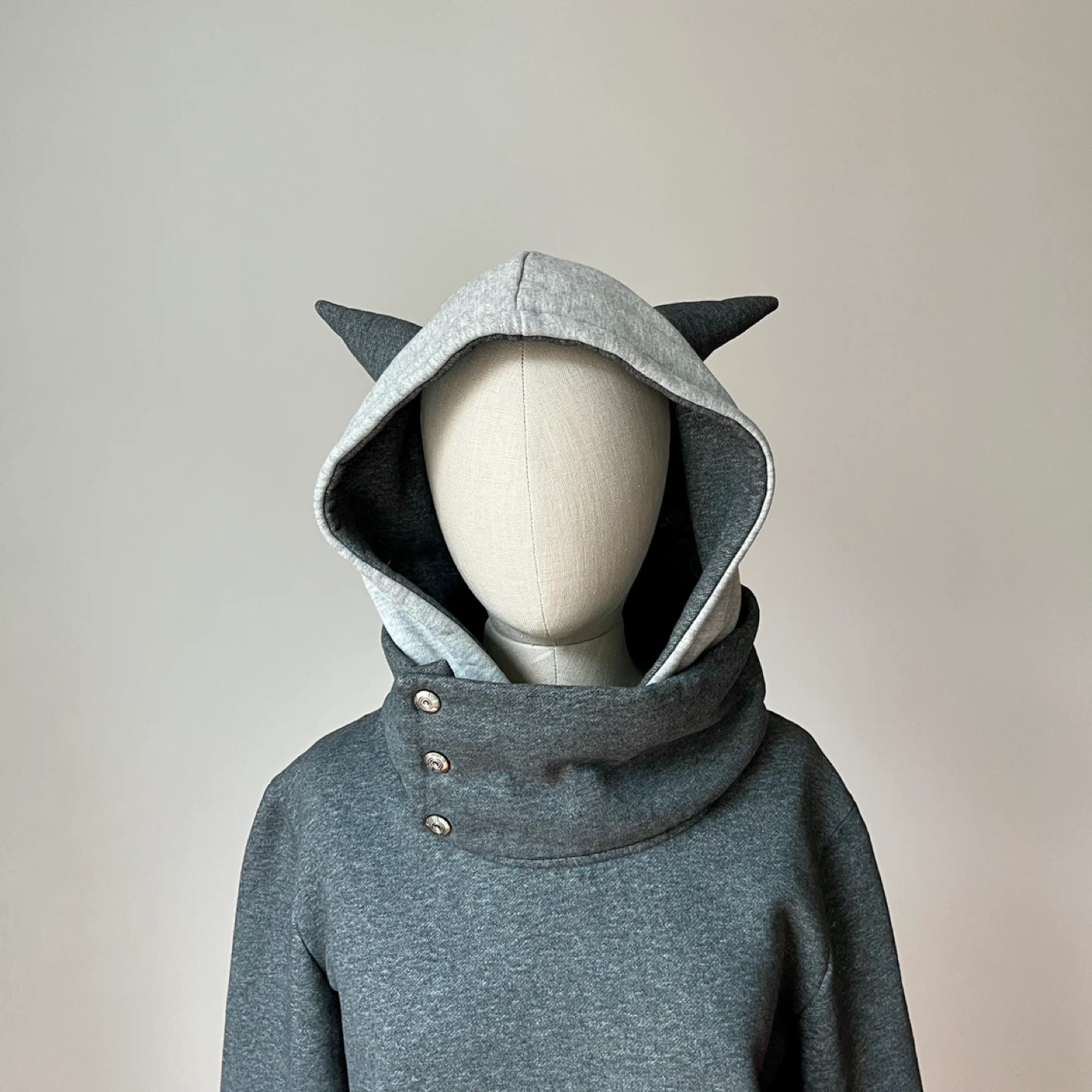 Grey Hoodie with Horns
