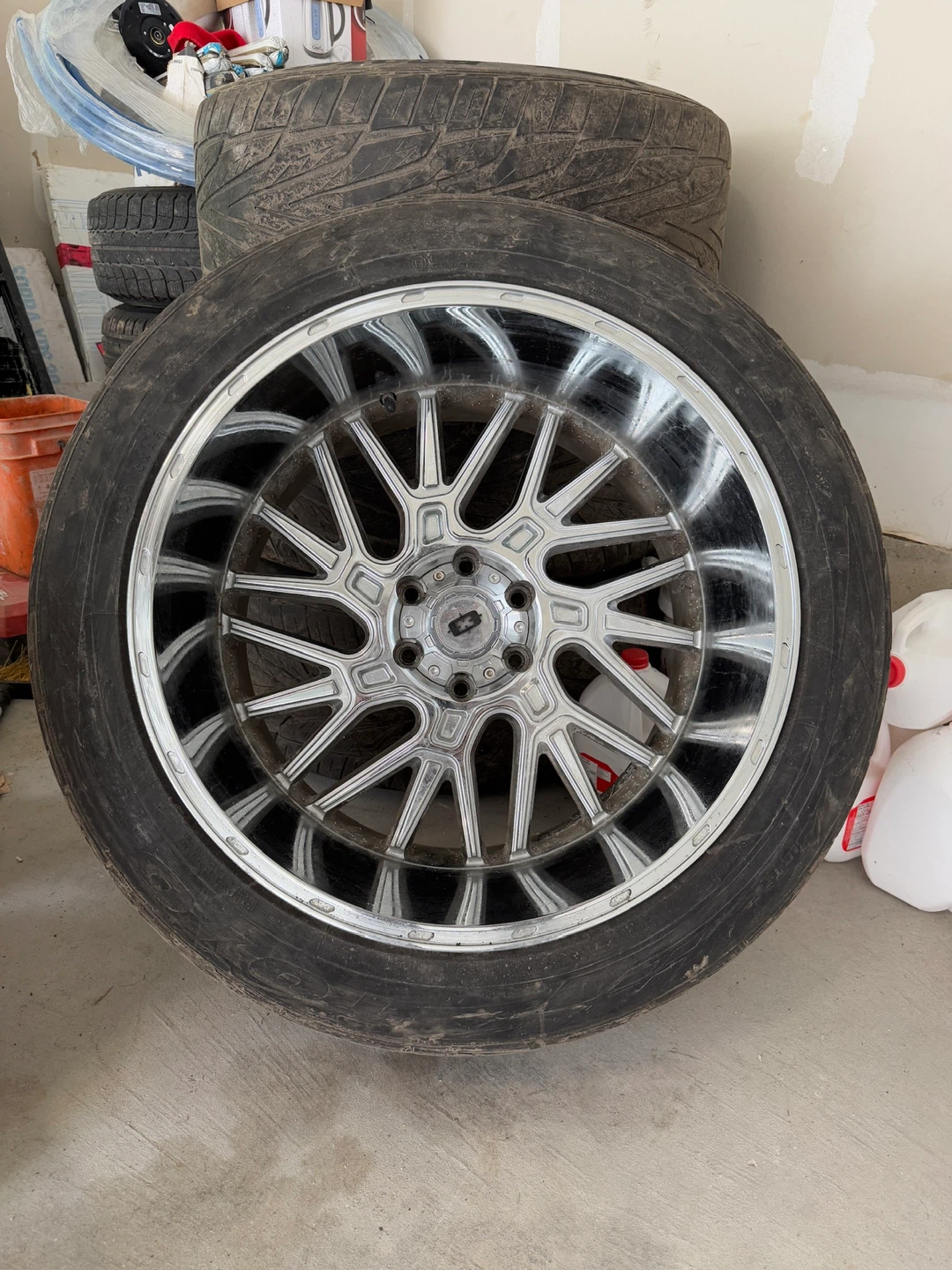 Set of 4 Chrome Rims and Tires 305/45R22