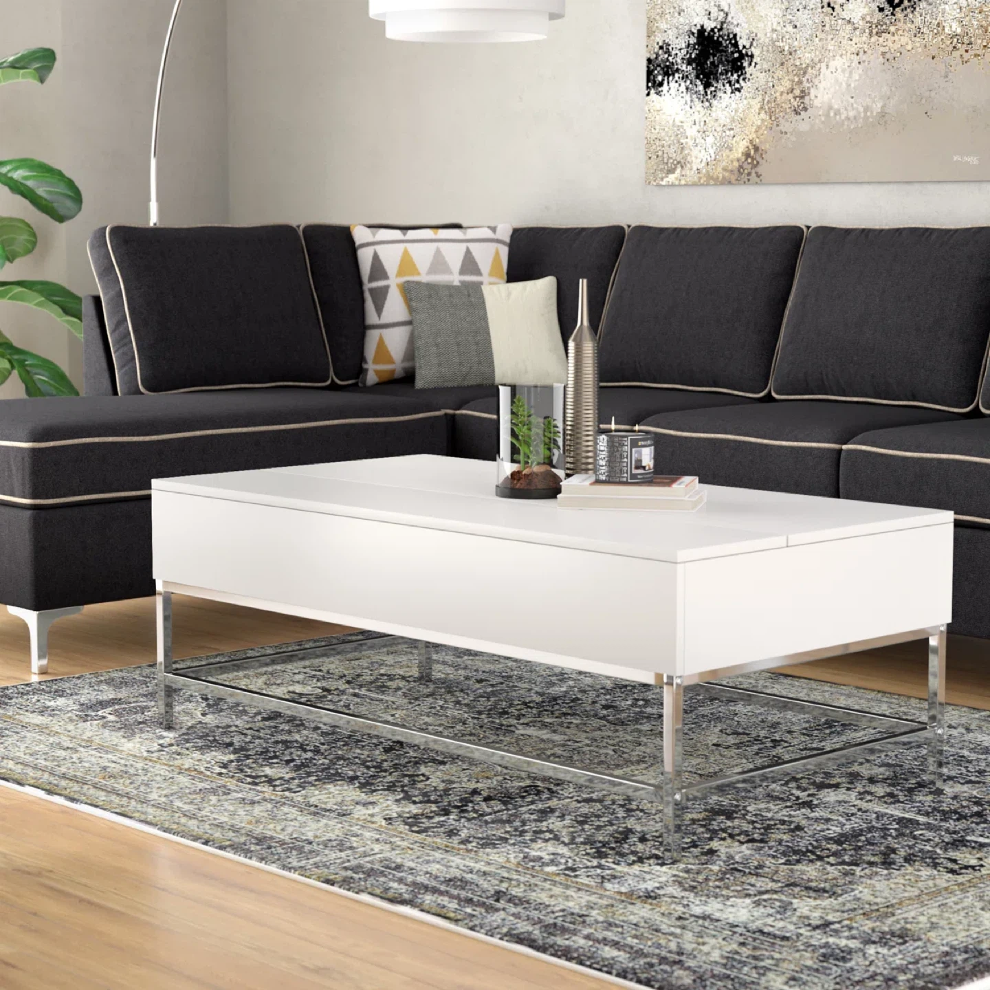 White Lift-Top Coffee Table