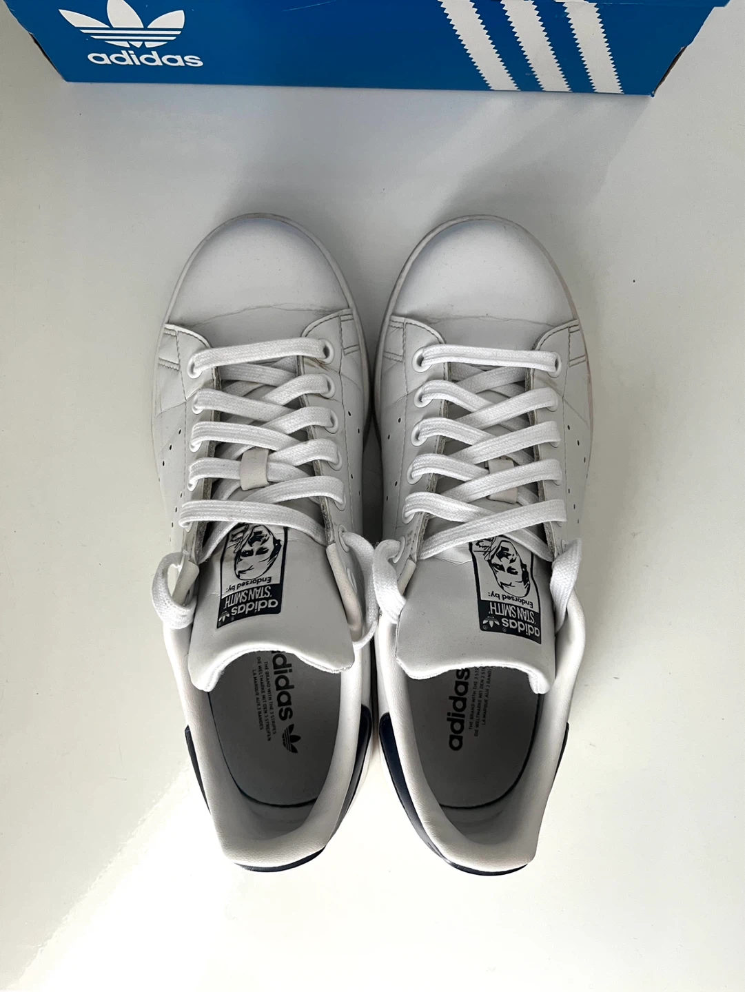 Adidas Stan Smith White Navy Leather Sneakers - photo 5