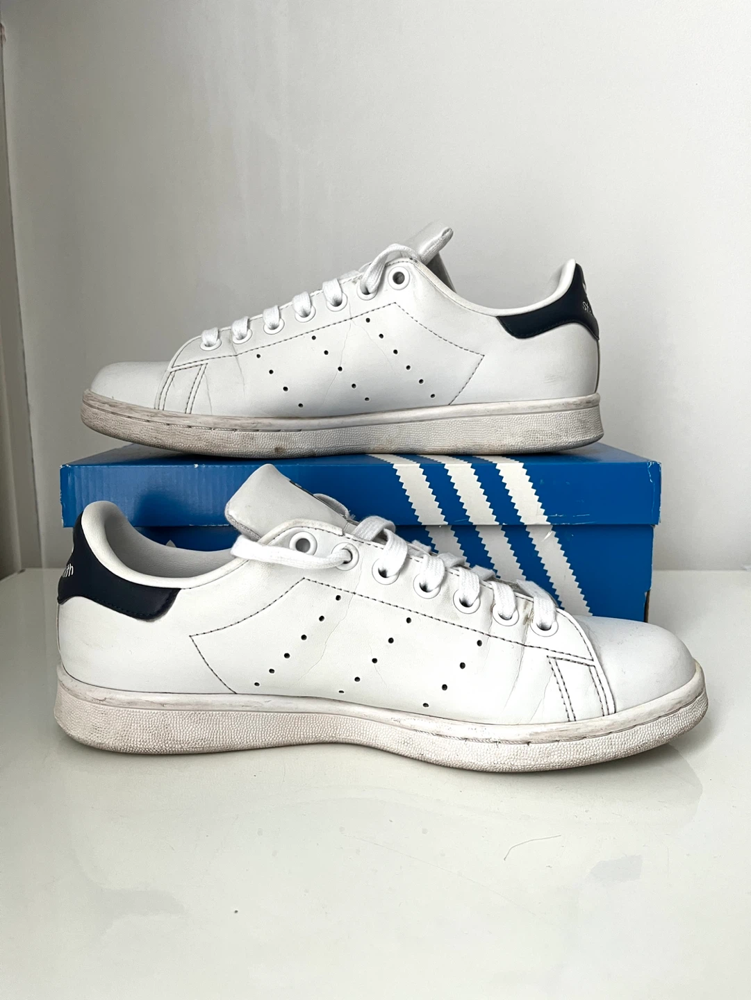 Adidas Stan Smith White Navy Leather Sneakers - photo 3